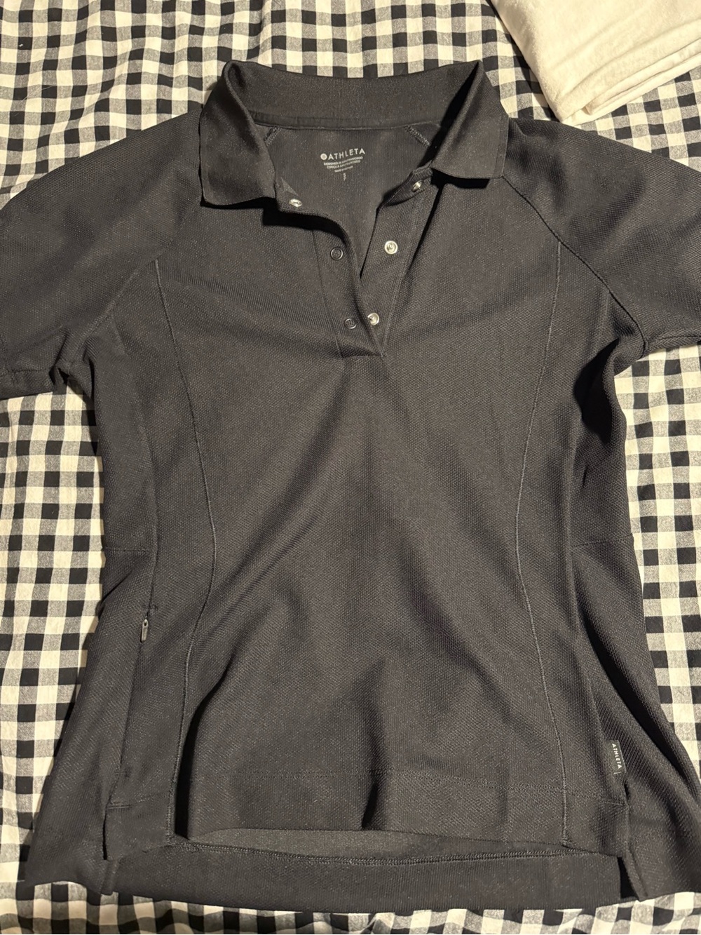 Athleta Black Short-Sleeve Polo Shirt